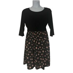 3/$15 Gilli Floral Stretch Knee Length Mixed Media Office Casual Fall Dress